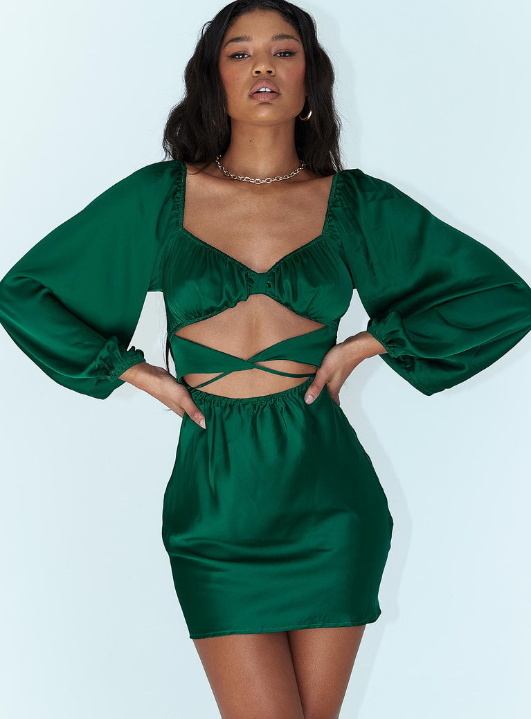 Nakita Long Sleeve Mini Dress Green